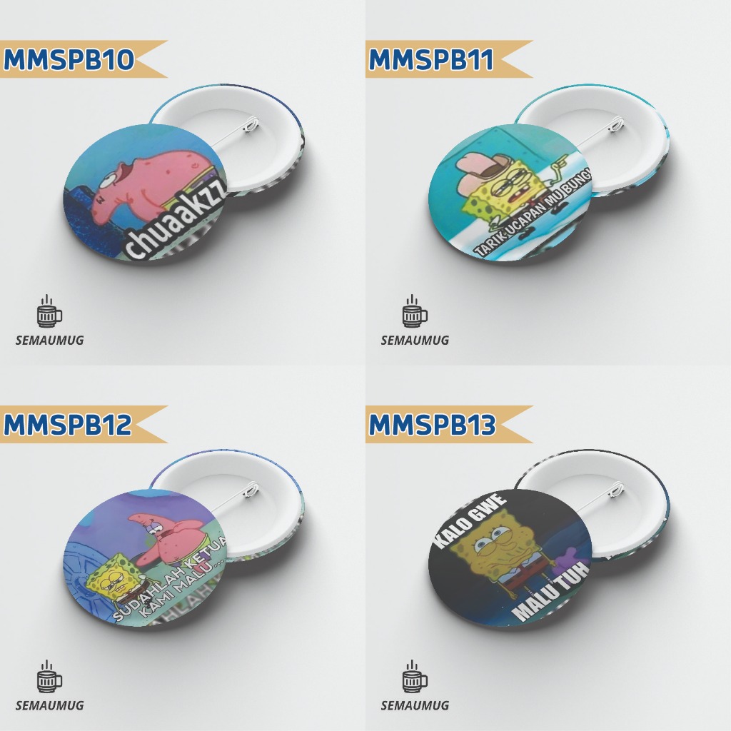 Jual PIN SPONGEBOB MEME STICKER KADO BROS BADGE BULAT MEME LUCU PRINT ...