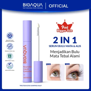 BIOAQUA EyeLash Serum Bulu Mata dan Alis BPOM Halal 9ml Pelentik Bulu Mata Serum Penumbuh Bulu Mata dan Alis untuk Pemanjang Bulu Mata,Penumbuh Alis,Penebal Alis dan Bulu Mata