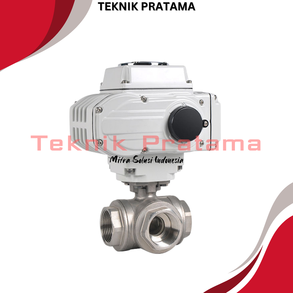 Jual Motorized Electric Actuator On Off Ball Valve 3 Way L Port 1 1/2 ...