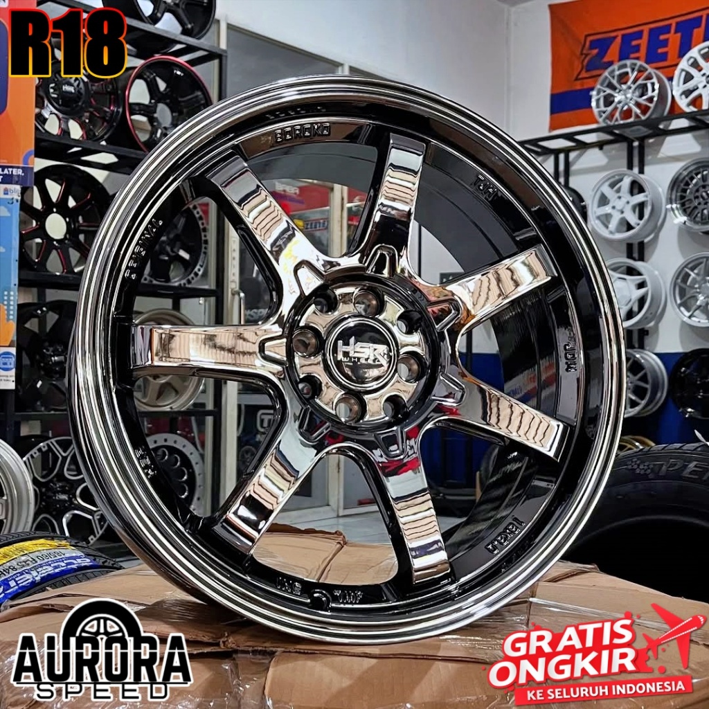 Jual Velg HSR Boroko TJH R18 Hole 4 Black Chrome Pelek racing ring 18 ...