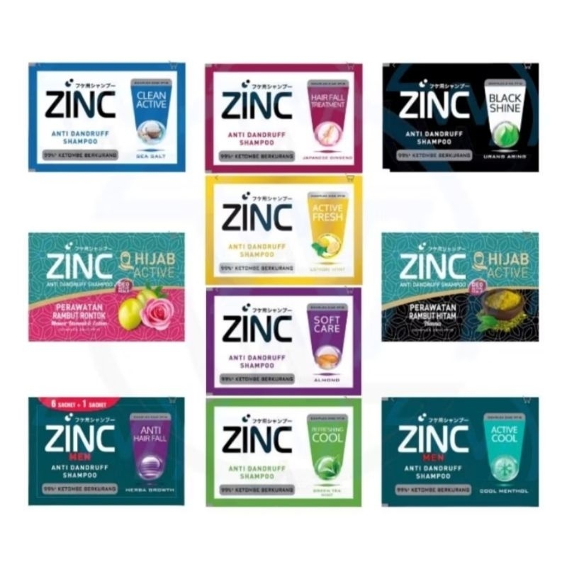 Jual ZINC Shampo Sachet isi 24 || Shampo Anti Ketombe dan Rontok ...