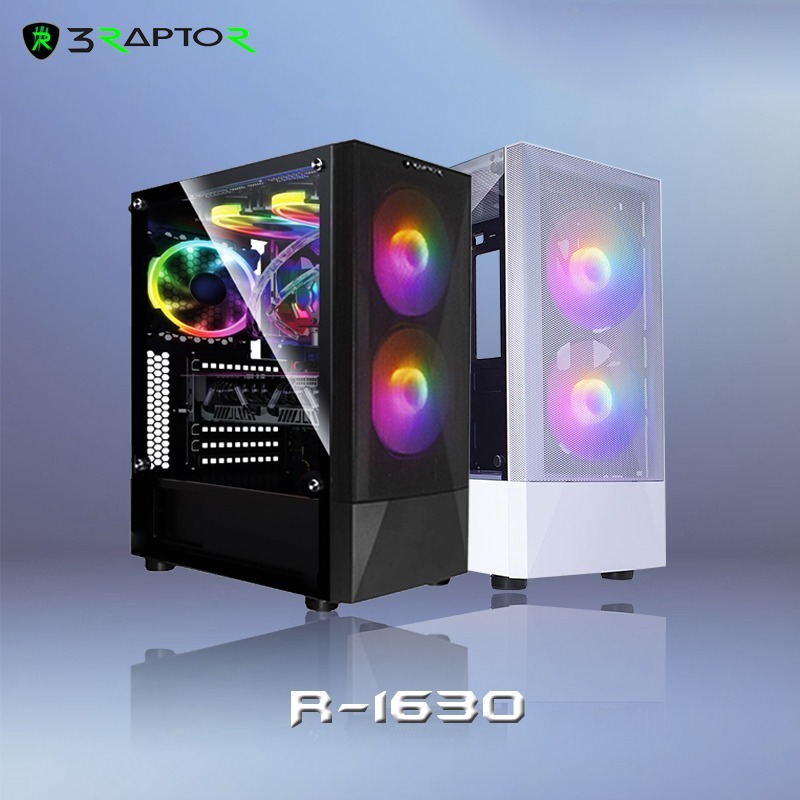 Jual Raptor Gaming Case Black Strike 1630 include 2 FAN RGB Tempered ...