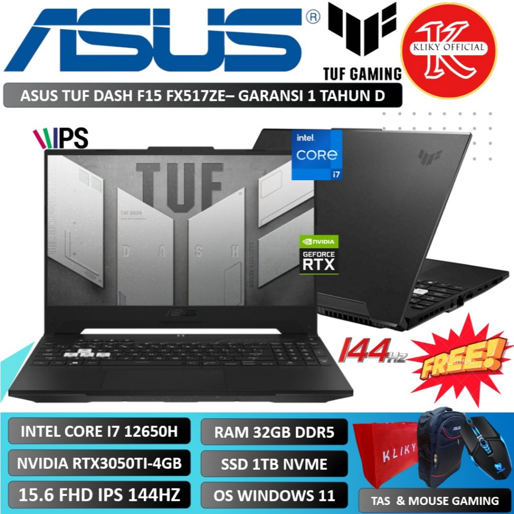 Jual Laptop Gaming Asus TUF Dash F15 Intel Core i7 12650H Ram 32GB Ssd ...
