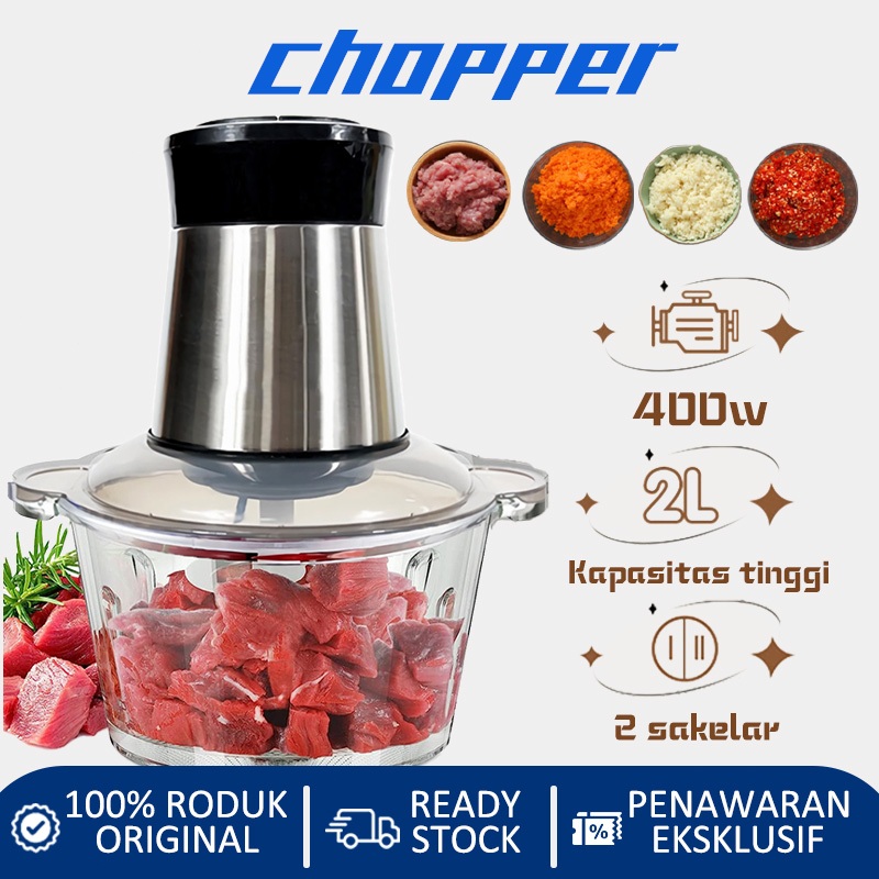 Jual Chopper Blender 2L Penggiling Daging Bumbu Cabai Serbaguna 400W ...