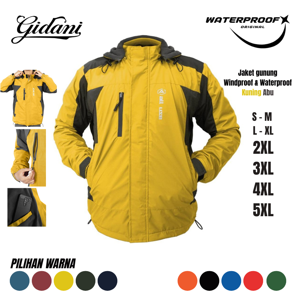 ALL USE - JAKET GUNUNG PRIA WATERPROOF 100% ORIGINAL ALL USE JAKET WINDPROOF SIZE M L XL XXL