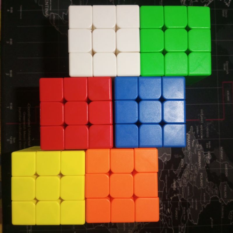 Jual Paket Force Cube 3x3 Warna Polos Kubus Putih Biru Merah Kuning ...
