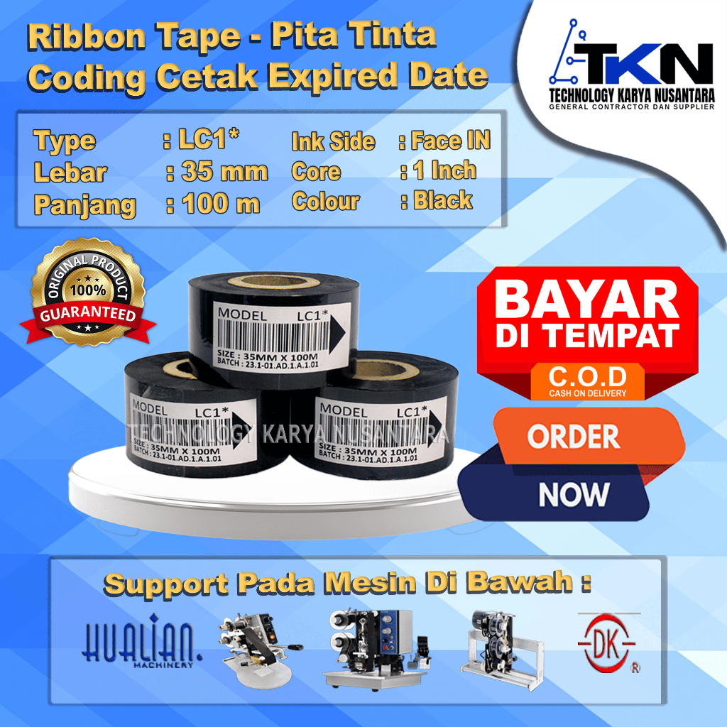 Jual Ribbon Tape Hot Stamping Foil Type LC1* Ukuran 35mm x 100m Tinta ...