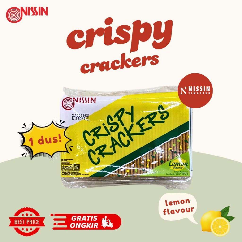 Jual 1 Dus Nissin Crispy Crackers Lemon Flavour 200gr isi 30pcs ...