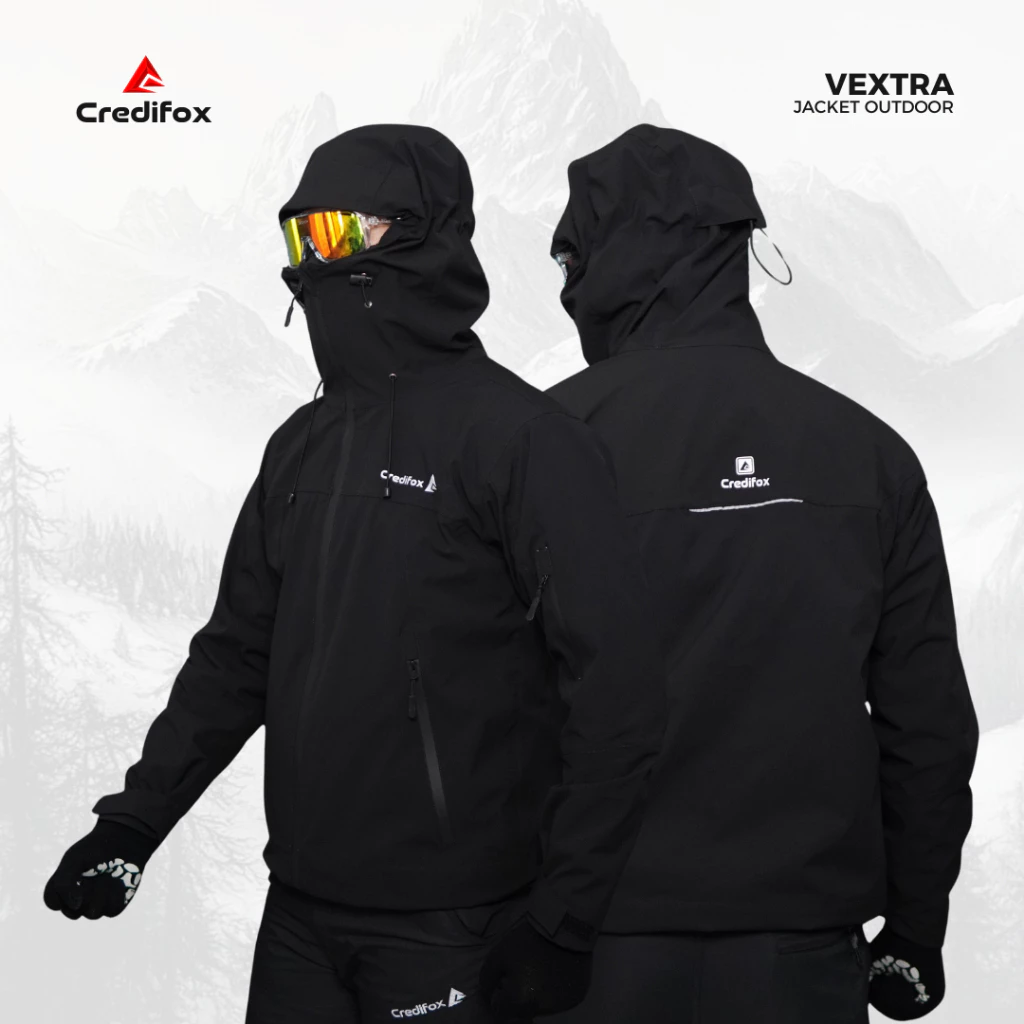 CREDIFOX Jaket Gunung Gorpcore Seri VEXTRA Bahan Taslan Balon Full Seamsealed Waterproof