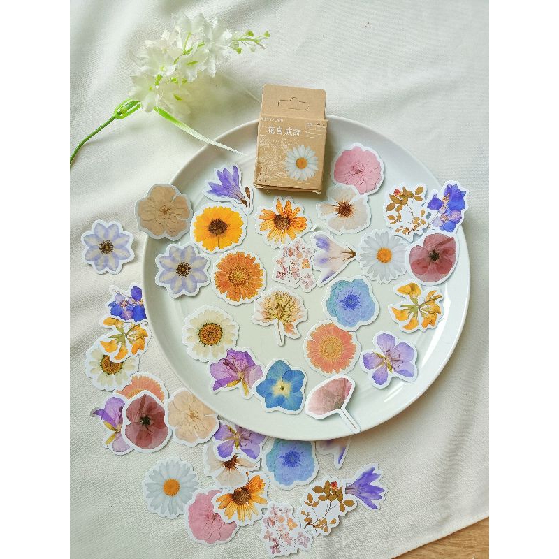 Jual Stiker bunga, Stiker bunga estetik vintage ,Scrapbook Stiker ...