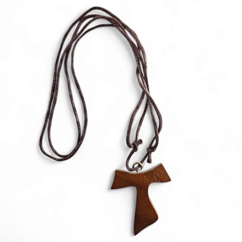 Kalung Salib Tao Kayu Polos 4 cm