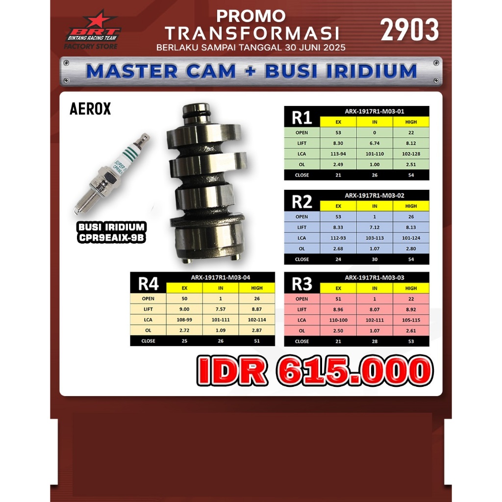 Jual MASTER CAM NOKEN AS AEROX OLD PIN 2 TIPE R1 R2 R3 R4 BRT BINTANG ...