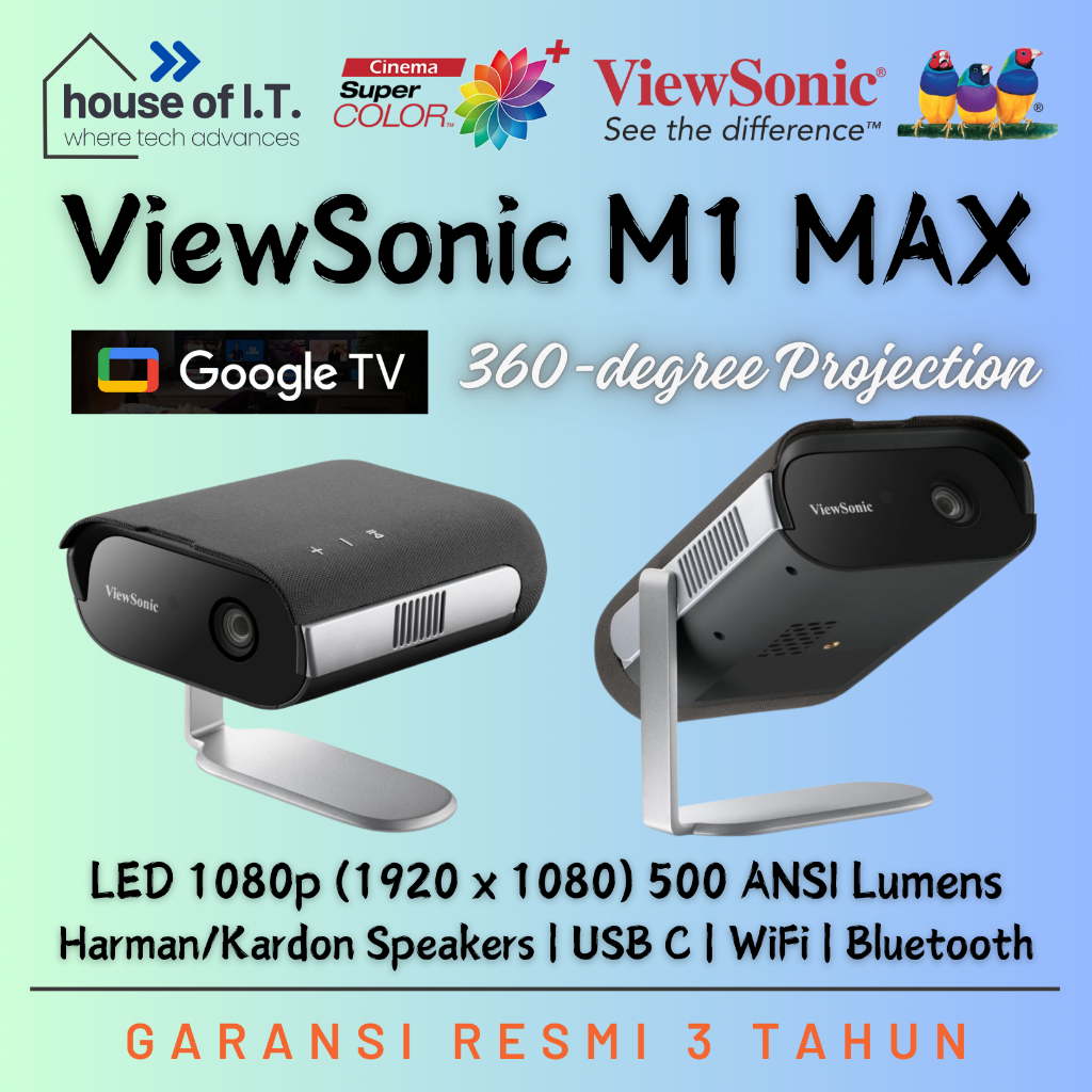 Jual Proyektor Portable ViewSonic M1 MAX Google TV LED FHD 1080p - USB ...