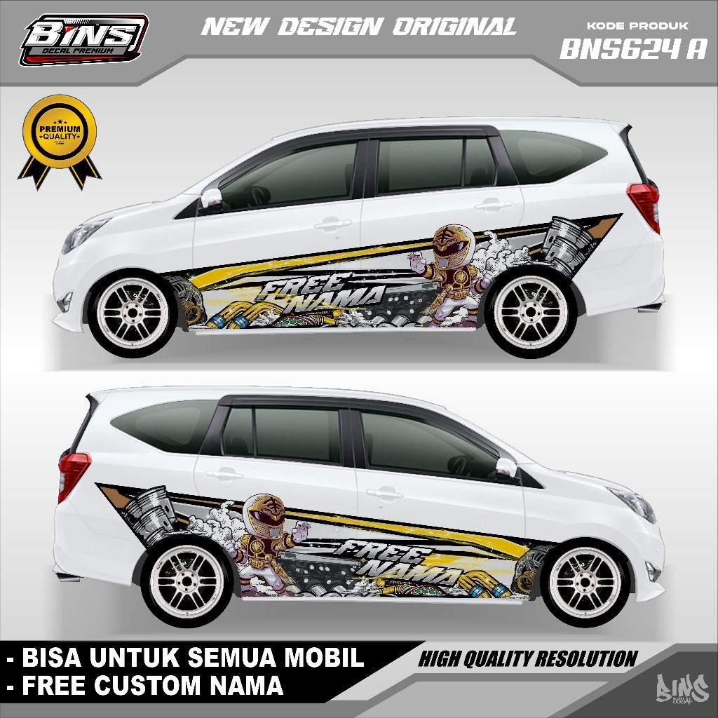 Jual BNS624-STIKER DECAL LIVERY MOBIL GAMBAR POWER RANGERS CALYA SIGRA ...