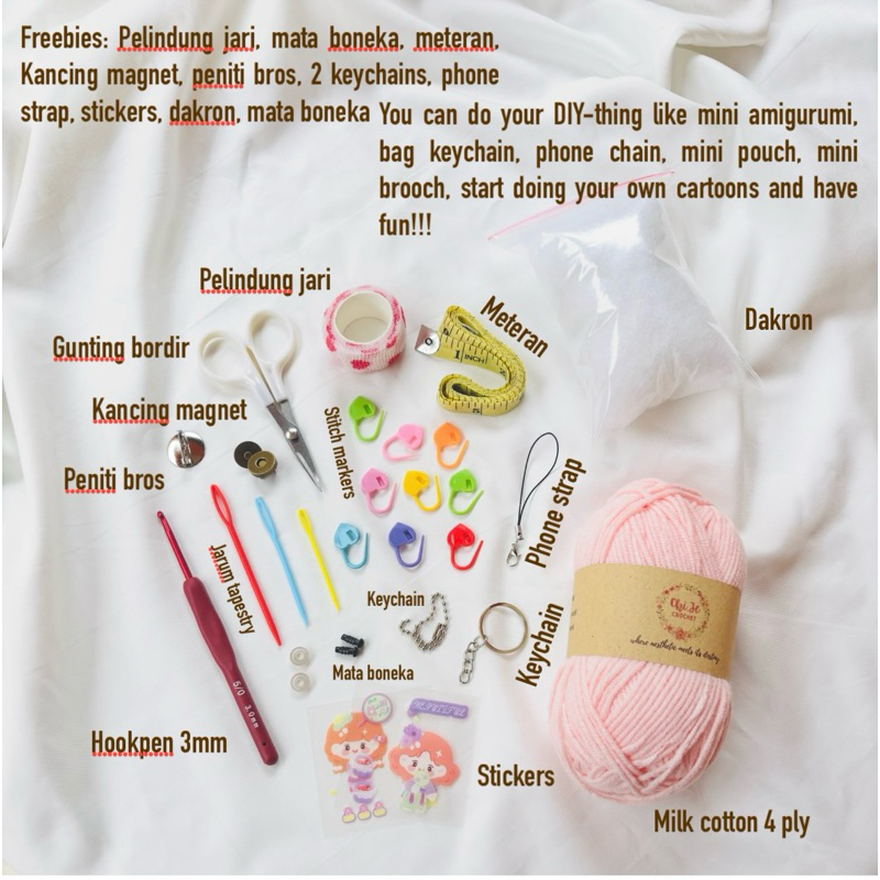 Jual PAKET STARTER KIT RAJUT PLUS TUTORIAL|| CROCHET KIT || ALAT RAJUT ...