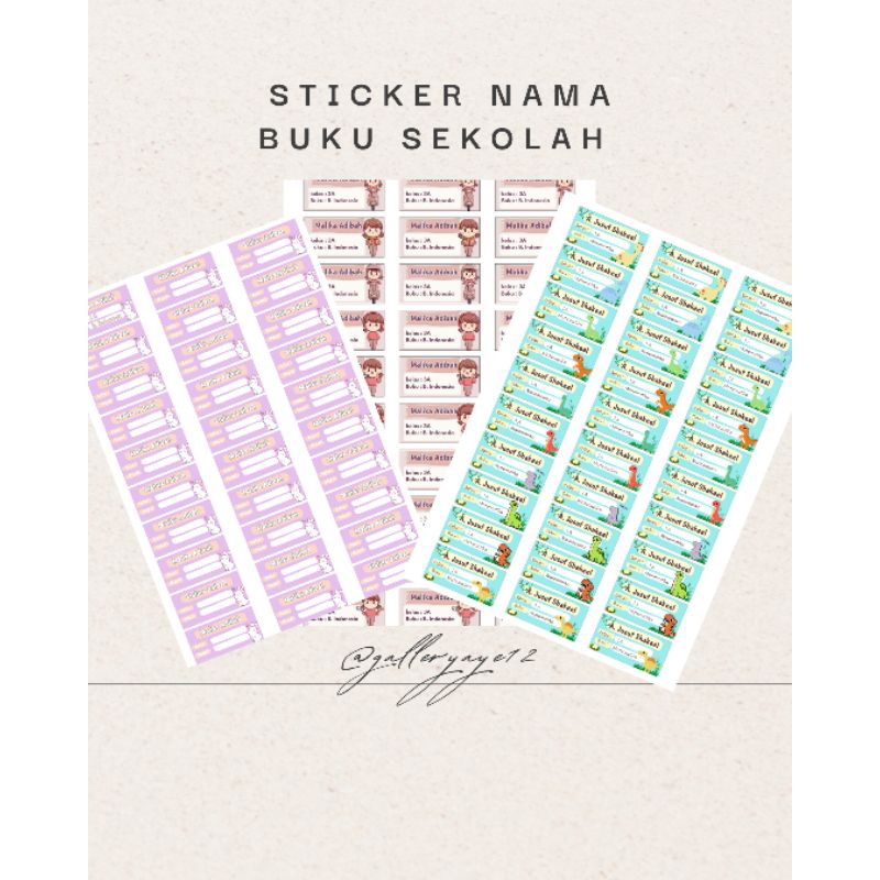 Jual Sticker Nama Buku Sekolah|Custom nama mapel kelas|Isi 30 Pcs ...