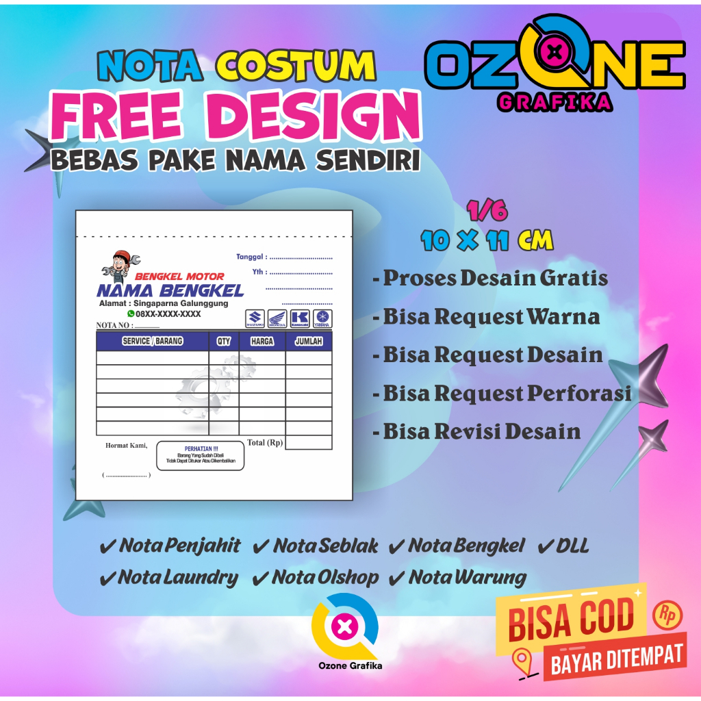 Jual Nota Custom 1/6 Free Design full color pake nama sendiri Di Ozone ...