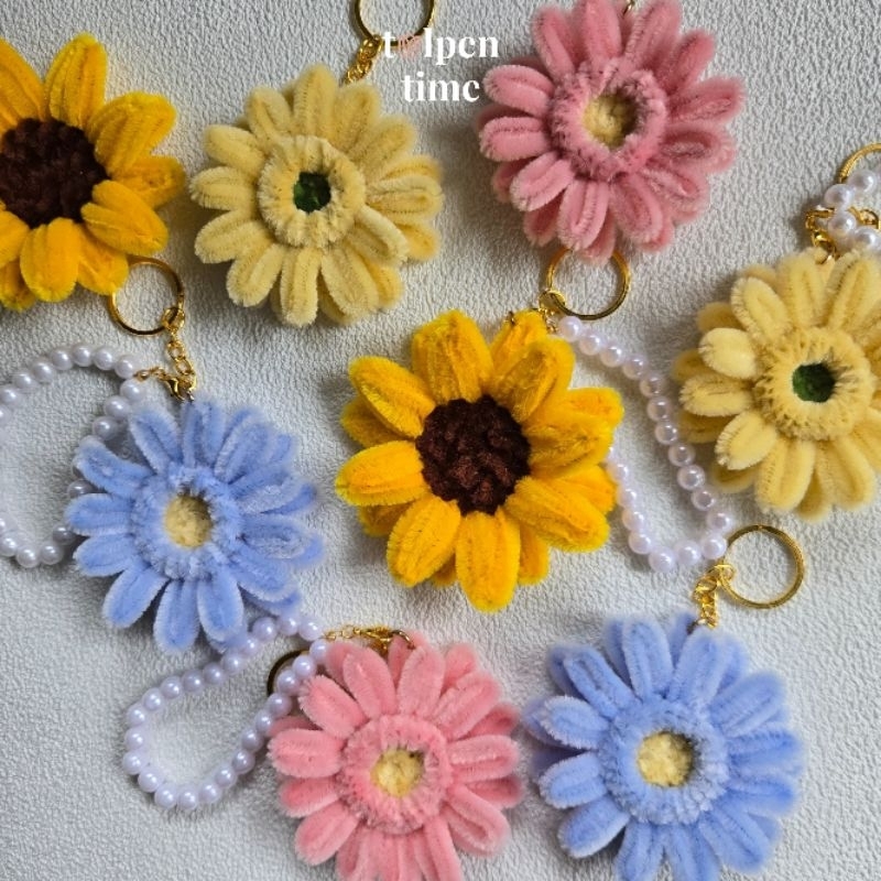 Jual Gantungan Kunci Bunga Kawat Bulu | Keychain Pipe Cleaner | Bunga ...
