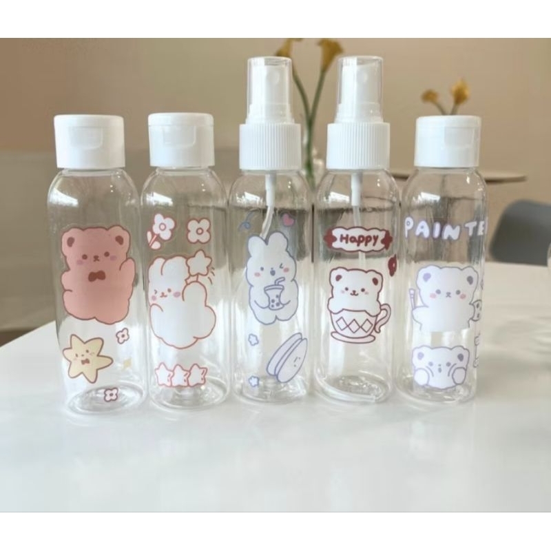 Jual BOTOL PLASTIK SPRAY 100ml / Fliptop Lotion 100 ML Transparan MOTIF ...