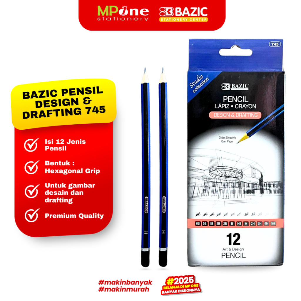 Jual (1 SHEET) Bazic Pensil Design & Drafting Set Isi (12 JENIS ...
