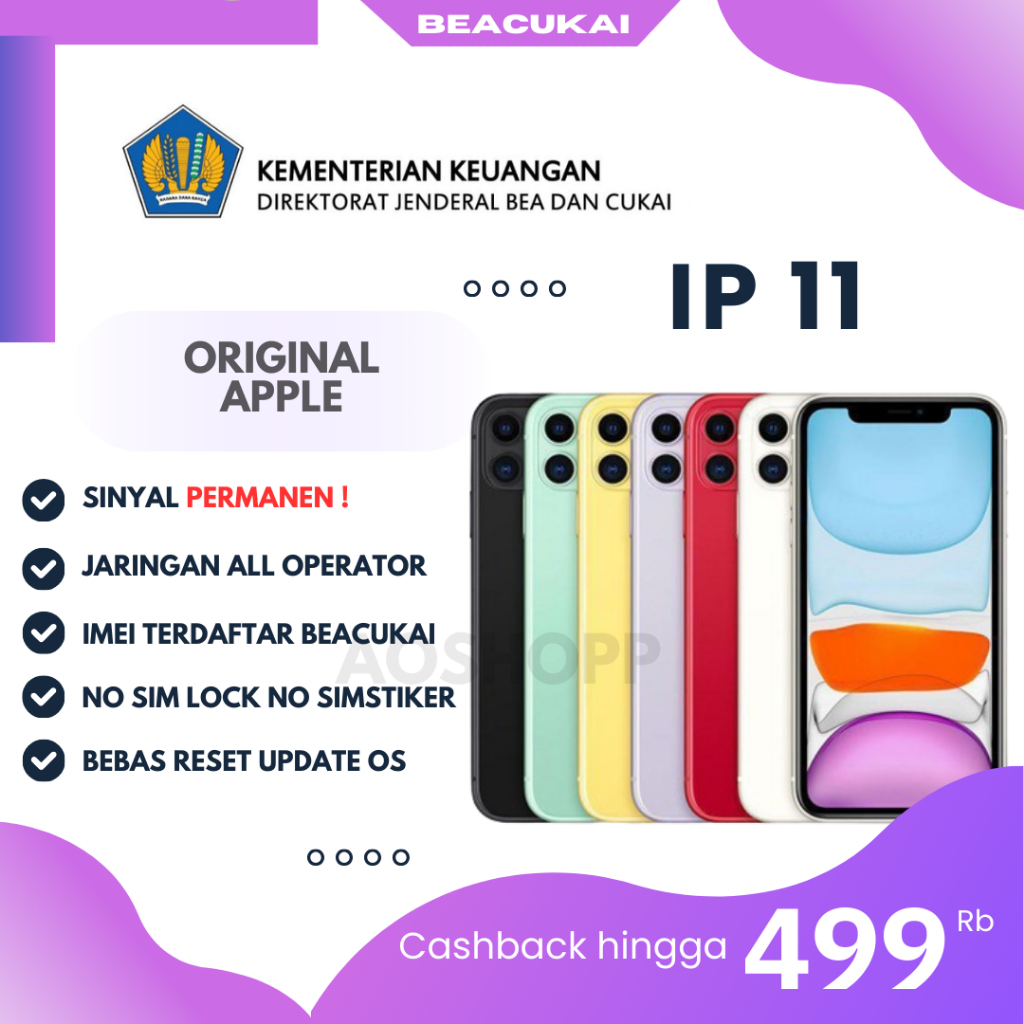 Jual bc ip 11 Beacukai 64GB 128GB 256GB Normal Second inter Sinyal ...