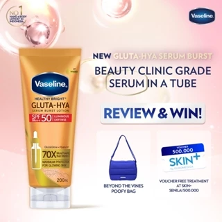 Vaseline Gluta-Hya Serum Burst Sunscreen SPF 50 PA+++ 200ml - Body Serum Sunscreen Mencerahkan