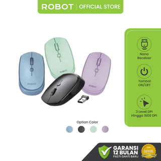ROBOT Mouse Wireless Tanpa Kabel Koneksi  2.4G Nano Receiver USB M205 Untuk Komputer Laptop Original Garansi 1 Tahun