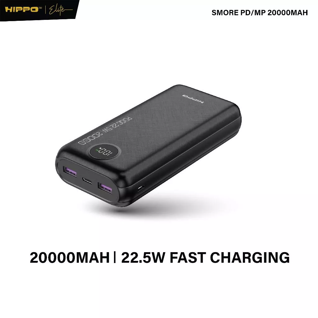 Hippo Powerbank Smore PD 22,5W 20000mAh Quick Fast Charging Power Bank Type C Power Delivery QC 5 2 Port Output
