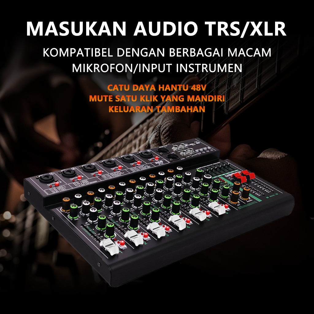 Jual 【COD】4/6 channel mixer audio/profesional misker built-in EQ efek ...