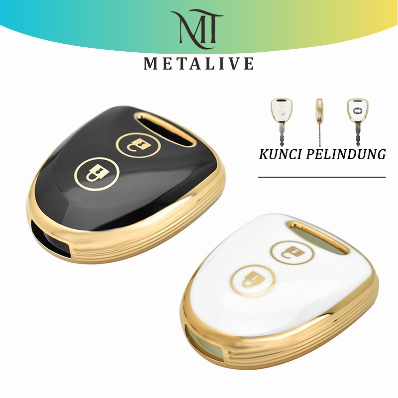 METALIVE Cover Kunci Remote Mobil Cocok Untuk Veloz/Avanza/Xenia/Sigra Key Cover TPU Pelindung Berbingkai Emas