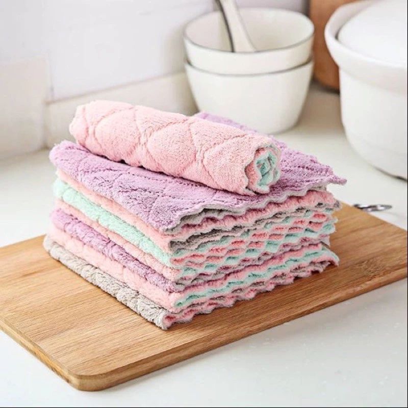 Jual Kain Lap Microfiber Serbaguna 2 Warna Anti Minyak Taplak Dapur 