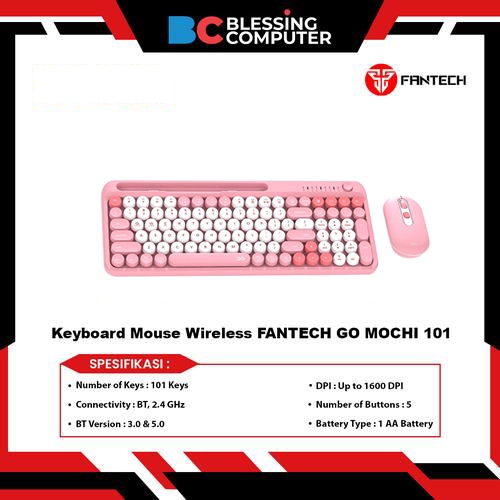 Jual Keyboard Mouse Wireless FANTECH GO MOCHI 101 - Pink | Shopee Indonesia