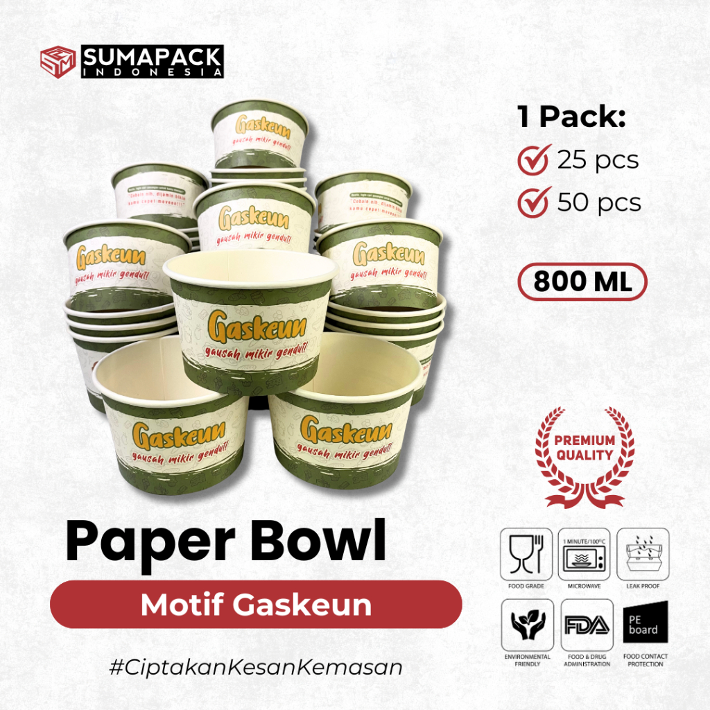 Jual Paper Rice Bowl | Paper Bowl 800 ml | Mangkok Kertas | Motif ...