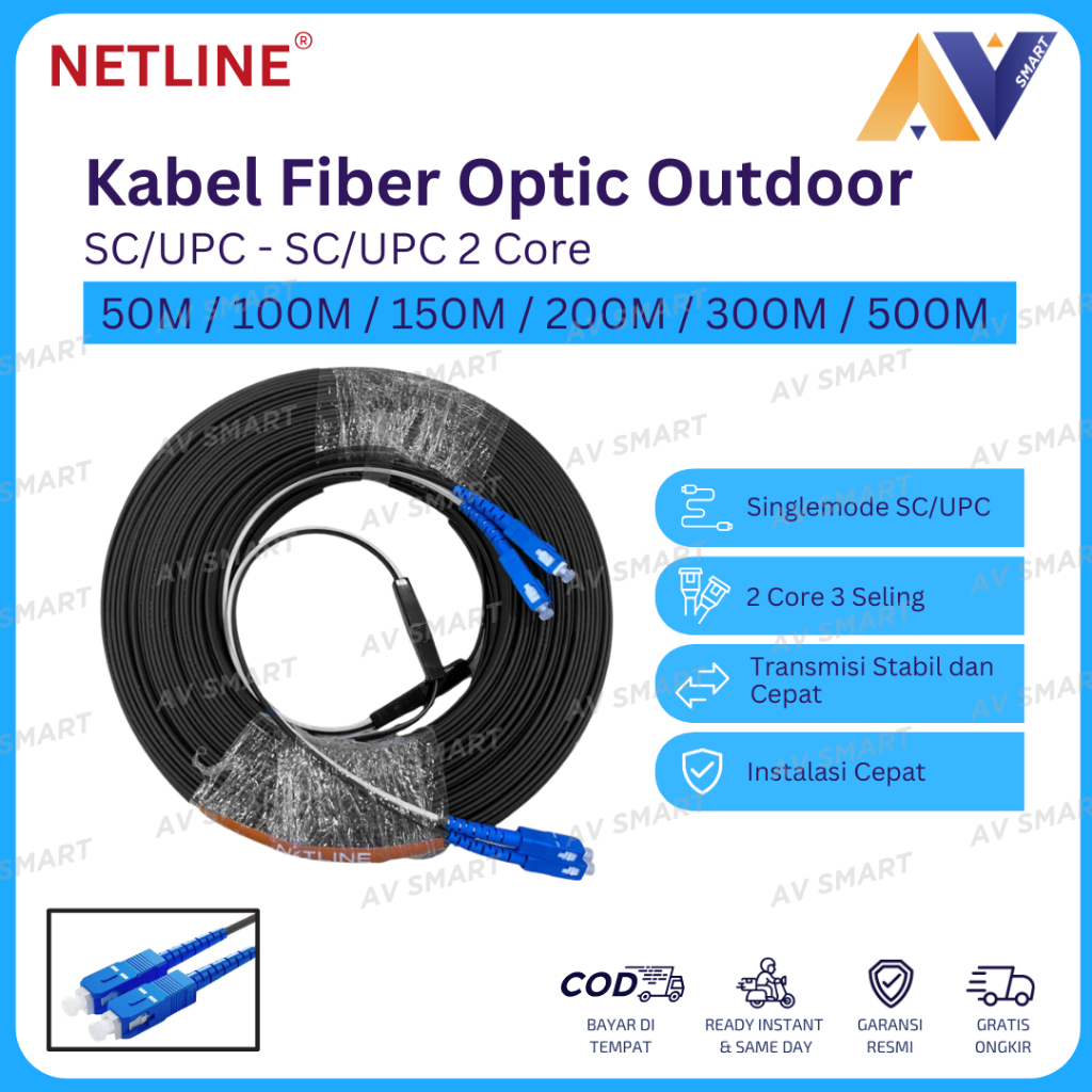 Jual Netline Kabel Fiber Optic 2 Core SC UPC Outdoor FTTH 50 / 100 ...