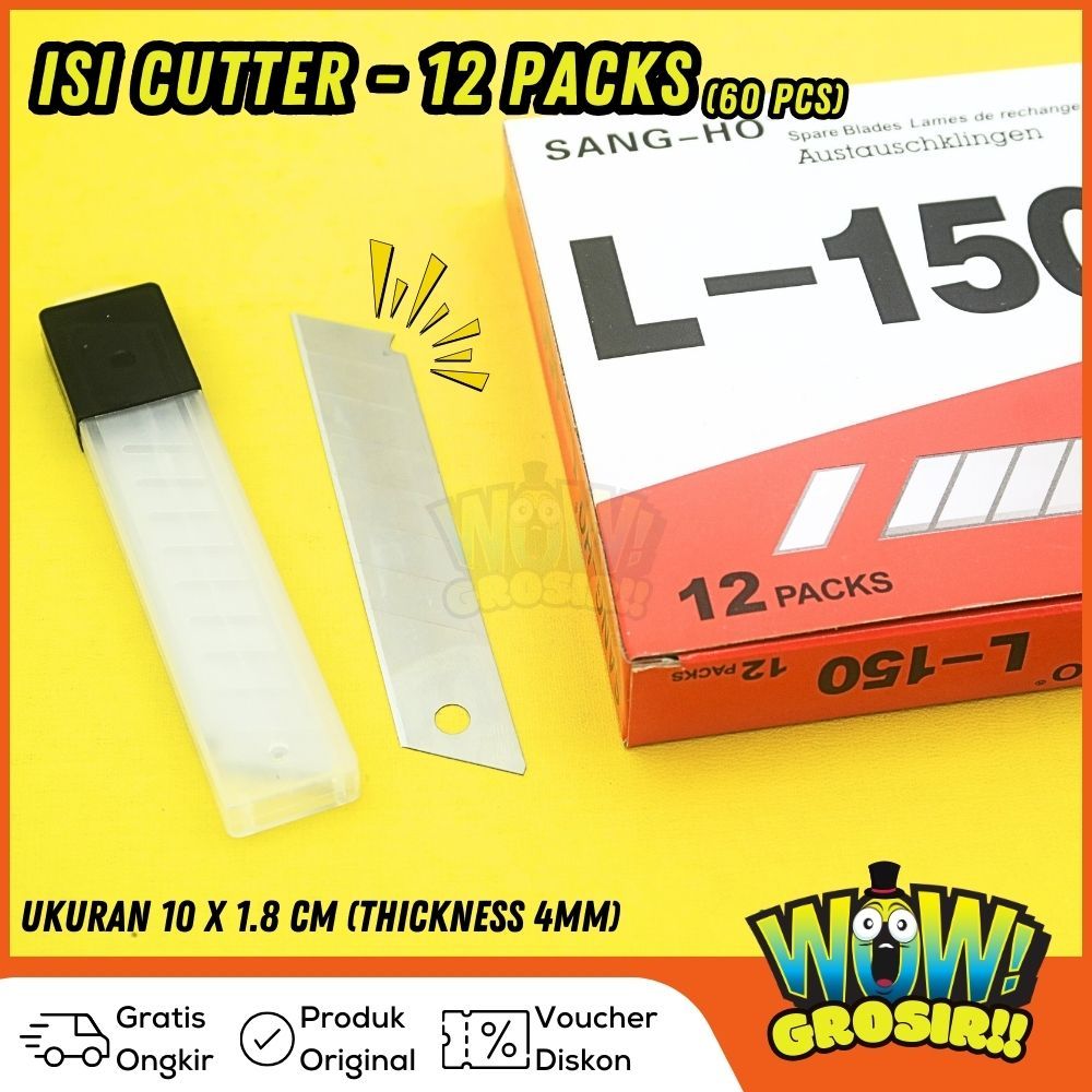Jual 1 Box Isi 12 Tube (60 Pcs) Cutter Blade Refill BESAR (L-150/L-750 ...