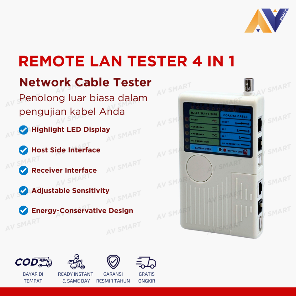 Jual LAN RJ45 RJ11 USB BNC Remote Cable LAN Tester 4 in 1 | Shopee ...