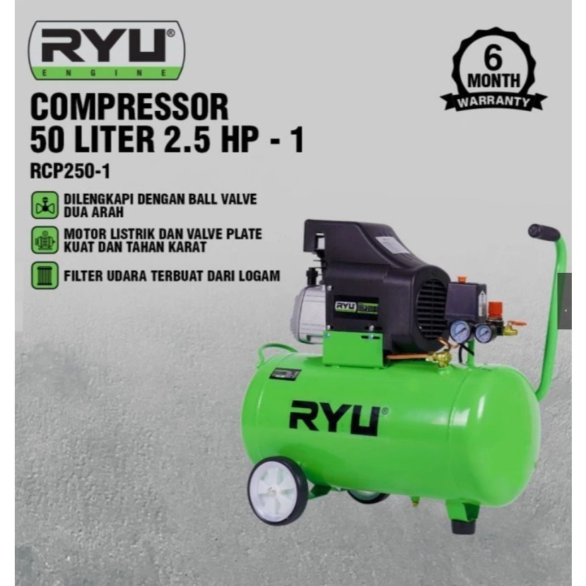 Jual Kompresor RYU 2.5HP 50 Liter RCP250-1 RCP 250-1 Portable ...