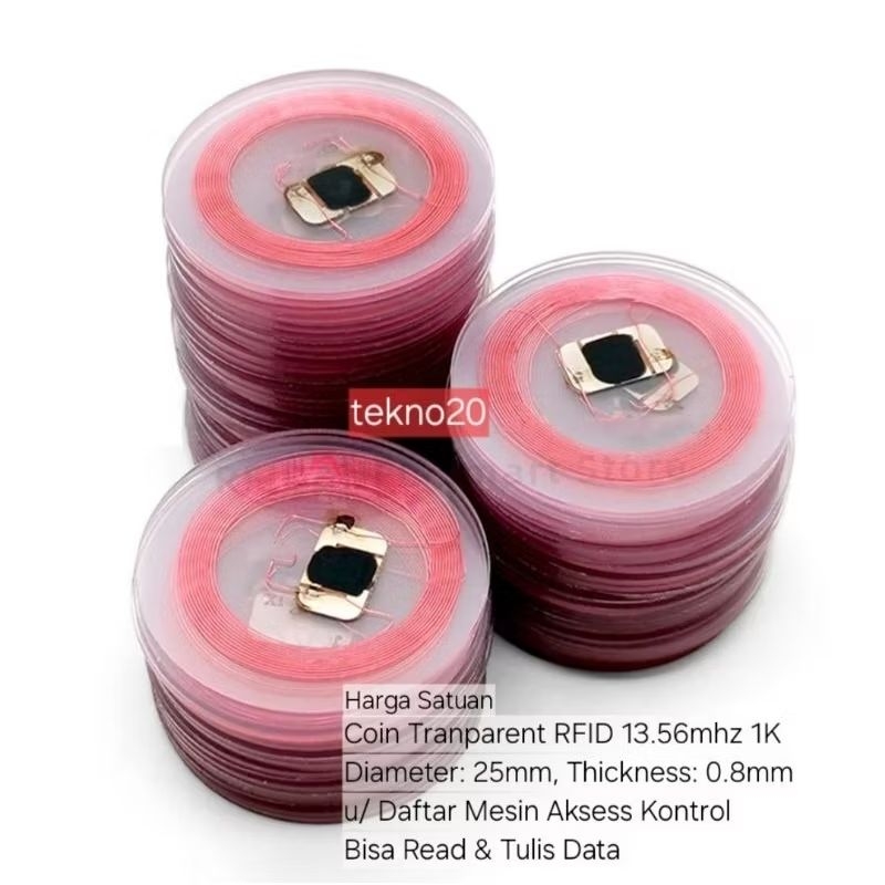 Jual Coin RFID 13.56mhz 1K NFC ISO14443A Bening | Koin Transparan RFID ...