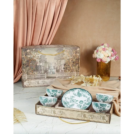 Vintage Gift Box Flower Plate & Bowl Ceramic | Hamper Mangkuk Piring Keramik