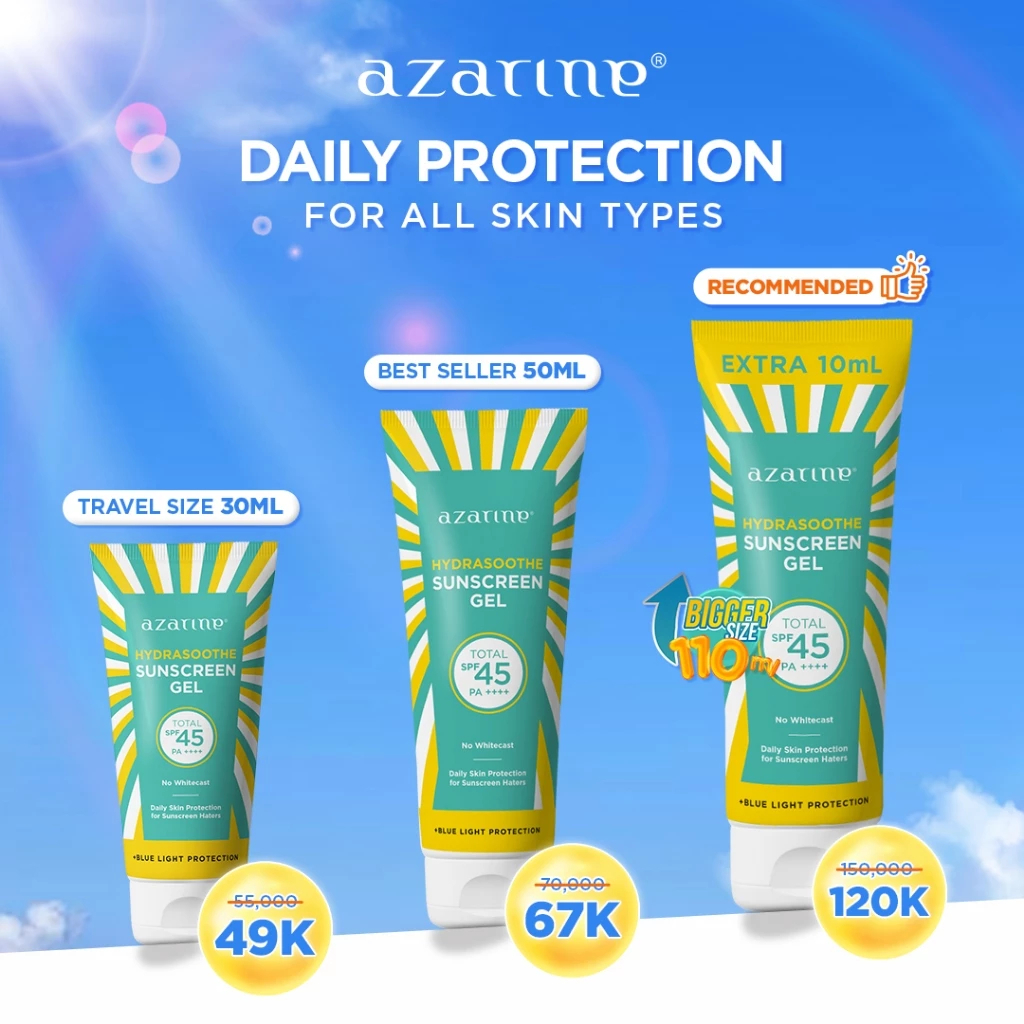 Jual Azarine Hydrasoothe Sunscreen Gel SPF45 PA++++ [30ml/50ml/110ml ...