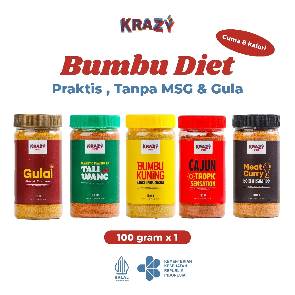 KRAZY Spices Bumbu Diet dry rub marinasi multi purpose seasoning untuk masakan sehat
