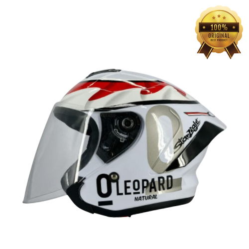 Jual Helm JS ARMOR Motif LEOPARD INDONESIA Half Face Paket Ganteng SNI ...