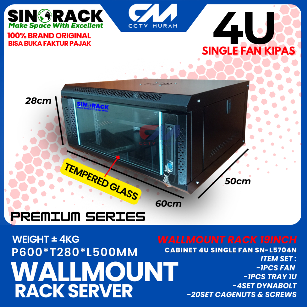 Jual Wallmount Rack Server 4U Depth 500mm /Rak Server Ukuran 4U Single ...