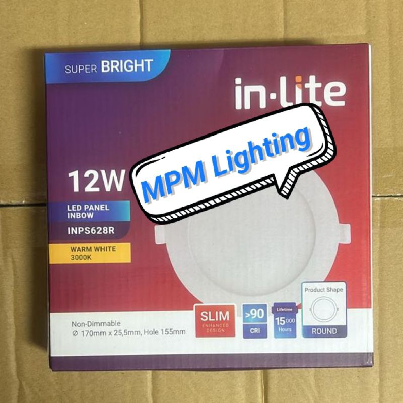 Jual INLITE LED Panel KOTAK/BULAT Slim 12W Inbow/ LED Downlight Plafon ...
