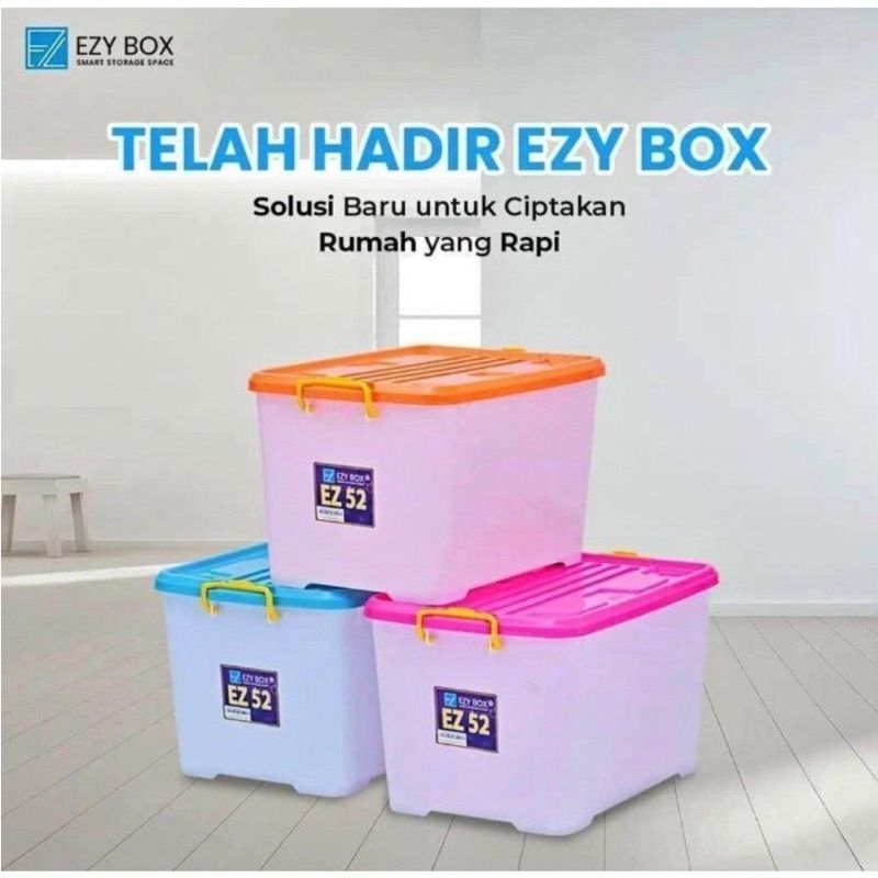 Jual BOX CONTAINER EZY KAPASITAS 52 LITER SET RODA / BOX SERBAGUNA ...