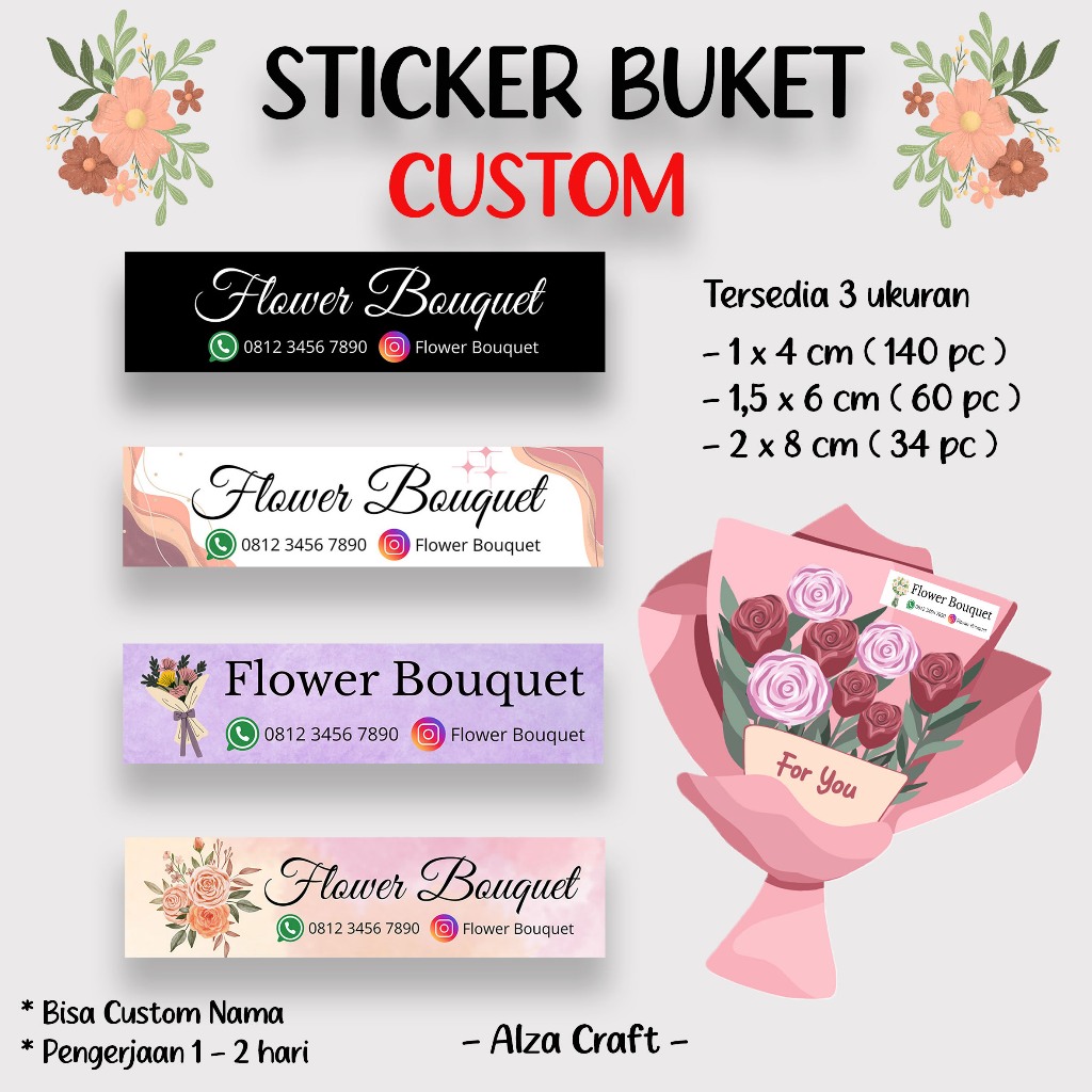 Jual [140 pcs] Stiker Buket Bunga / Bouquet / Flower | Shopee Indonesia