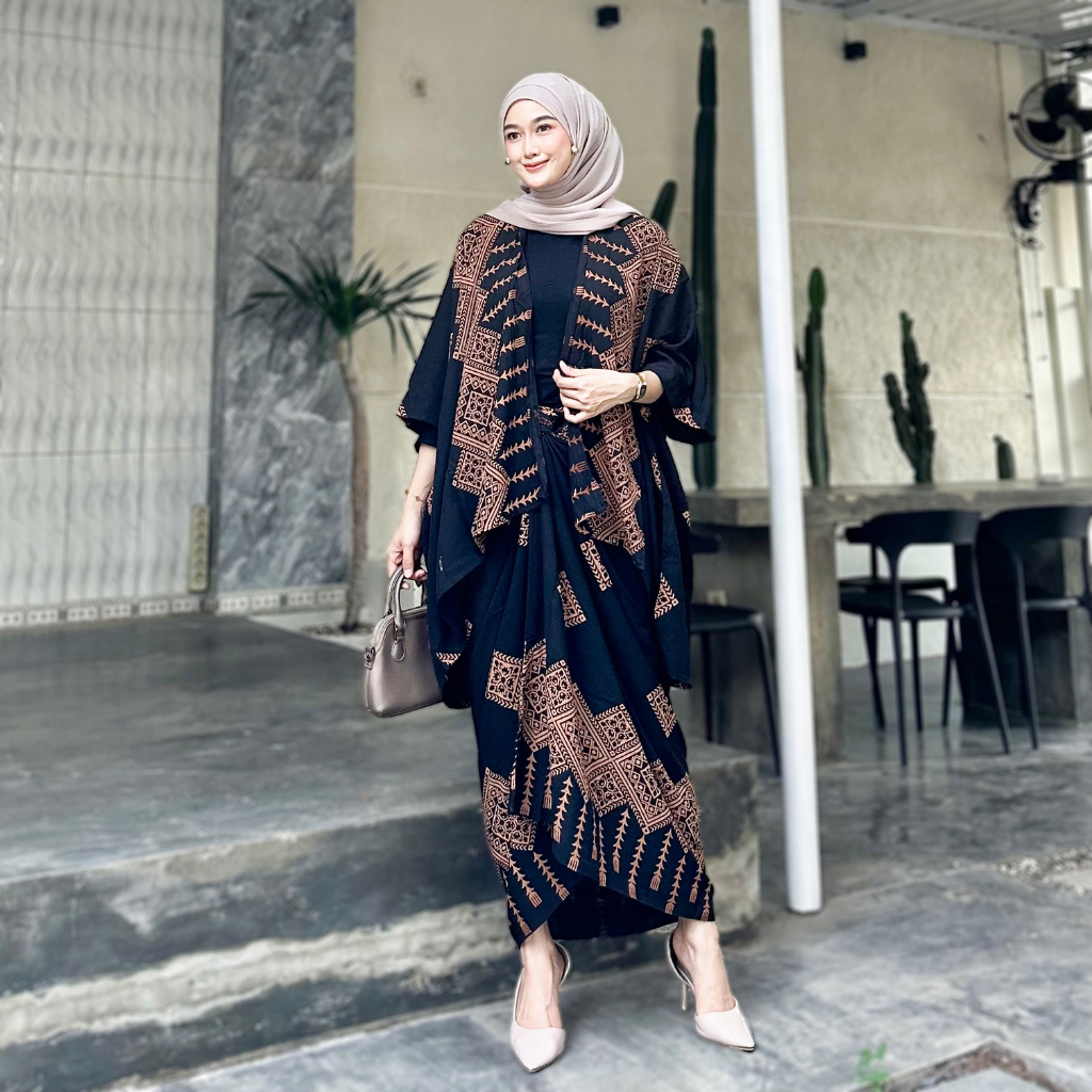 Jual SET KEBAYA MODERN OUTFIT KONDANGAN SIMPEL ONE SET BATIK OUTER ROK ...