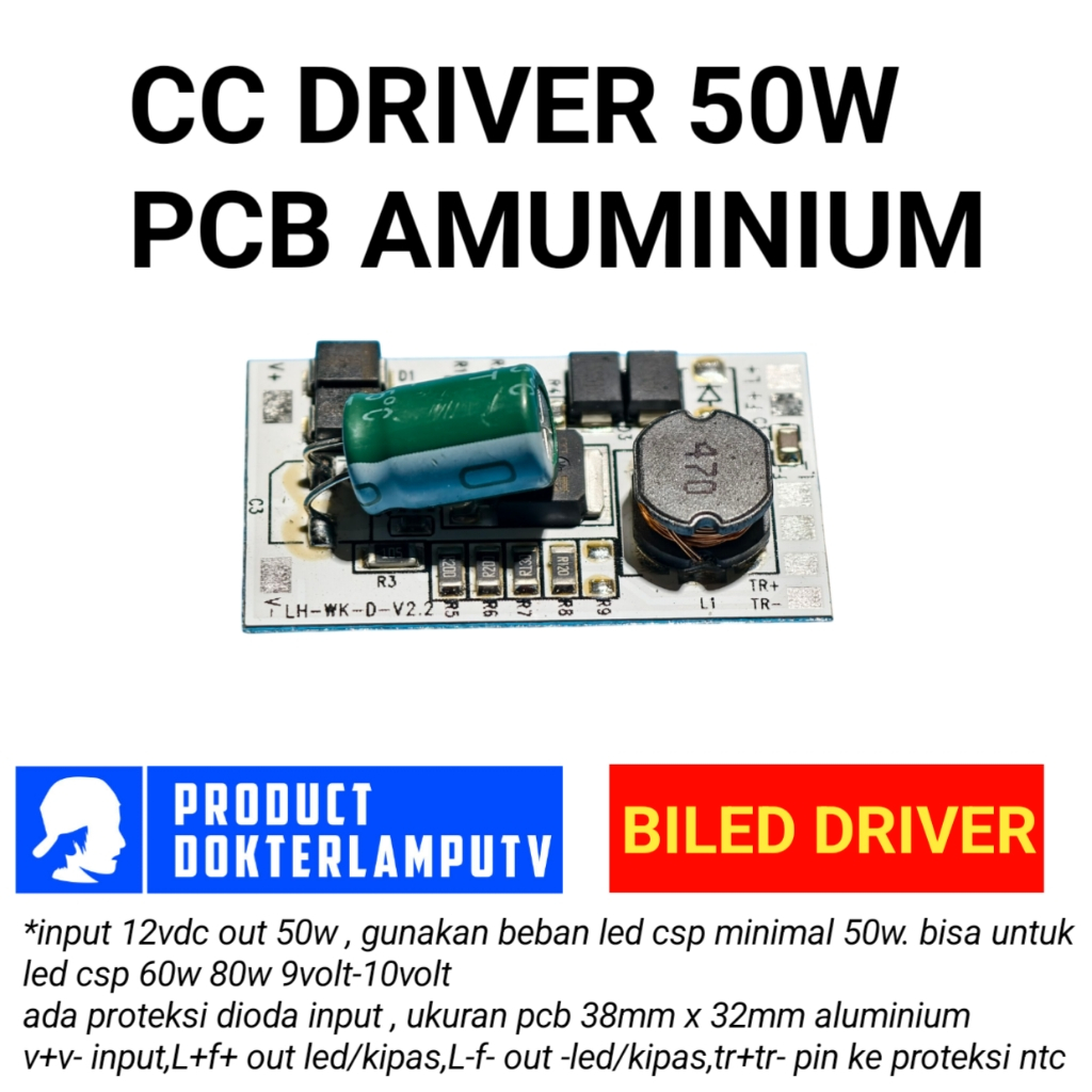 Jual CC DRIVER 50W PCB Aluminium 12VDC untuk BILED d2 LASER CSP 50W 60W ...