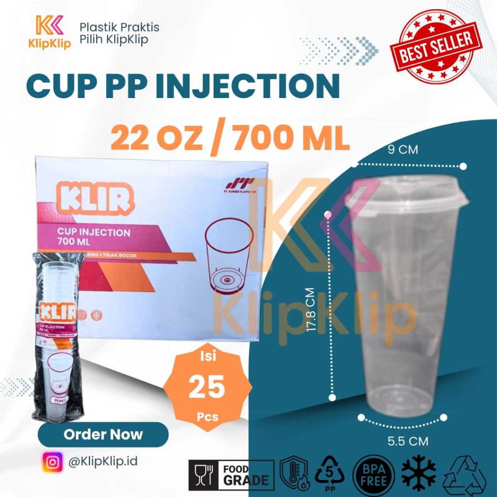 Jual Cup PP Injection 400ml 14oz 500ml 16oz 700ml 22oz @25pcs | Gelas ...