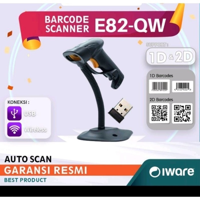Jual Iware Scanner Barcode WIRELESS 2D E82QW (With Stand / Model ...
